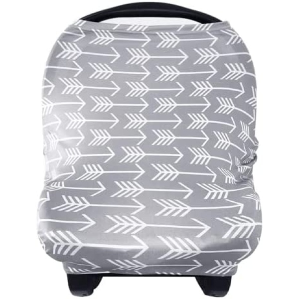 Yoofoss Nursing Cover Breastfeeding Scarf - Multi Use Baby Car Seat Covers, Infant Stroller Cover, Carseat Sunshade Canopy for Girls and Boys (Grey Arrow)