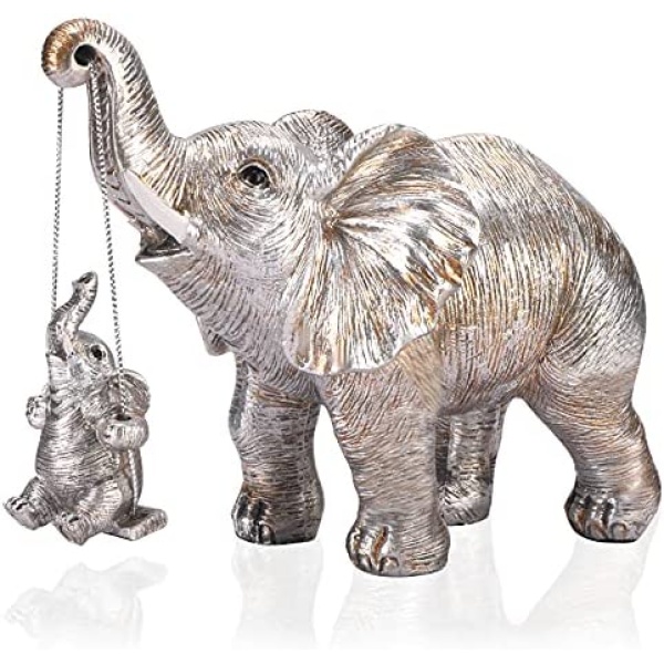 ZJ Whoest Elephant Statue. Elephant Decor Brings Good Luck, Health, Strength. Elephant Gifts for Women, Mom Gifts. Decorations Applicable Home, Office, Bookshelf TV Stand, Shelf, Living Room - Silver