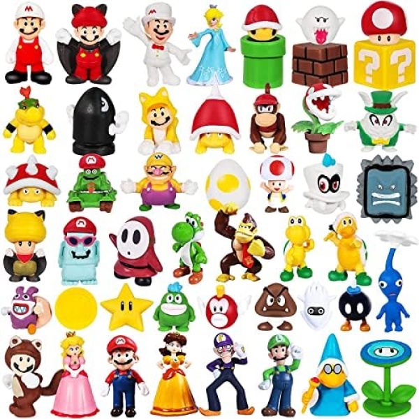 48pcs Mini Super Mario Brothers Action Figures Kids Toys Cupcake Toppers Collection Playset