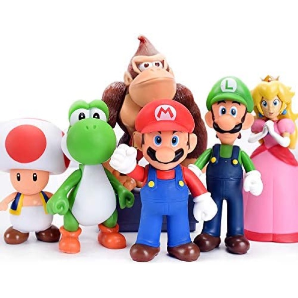 6pcs/Set Super Mario Figures Children’s Toy - Mario & Luigi Figurines – Yoshi & Mario Bros Action Figures Mario PVC Toy Figures…