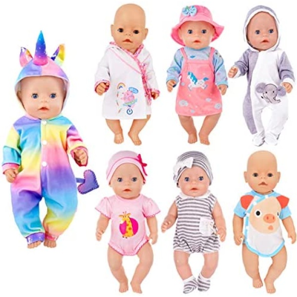 7 Sets Unicorn Lovely Animal Doll Clothes Doll Accessories for 15 inch Baby Doll, 16-17 inch New Born Baby Doll, 18 Inch Girl Doll