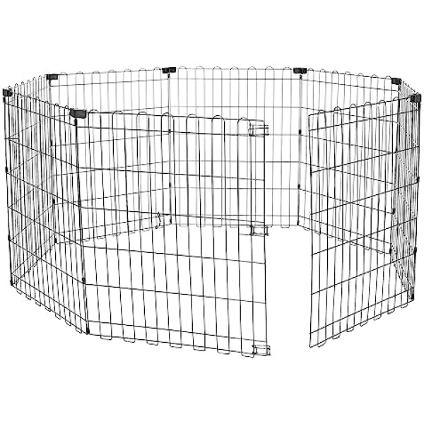 AmazonBasics Foldable Metal Pet Dog Exercise Fence Pen - 60 x 60 x 30 Inches