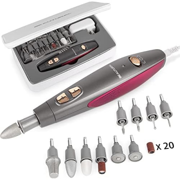 BEAUTURAL Electric Nail Drill, 10 in 1 Manicure and Pedicure Kit for Professional Acrylic Nails & Real Nails, Electric Nail File Set, Hand Foot & Nail Tools Plus 20 Sanding Bands[Upgraded Version]