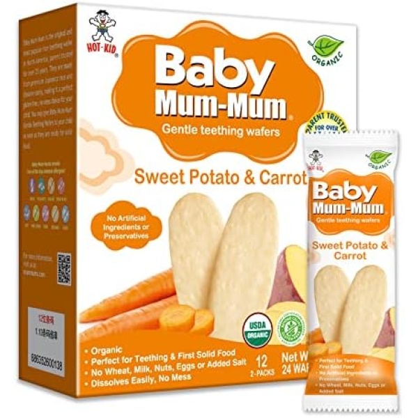 Baby Mum Mum Baby Mum-Mum Organic Rice Rusk Teethers 50g (Pack Of 6) Sweet Potato & Carrot, 50 Grams