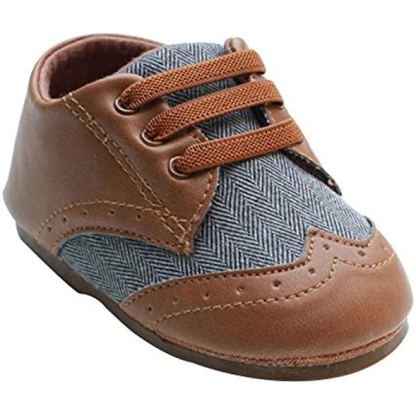 Baby Shoes Pu Leather Canvas Rubber Sole Non-Slip Outdoor Toddler Shoes for Boys 9-24months