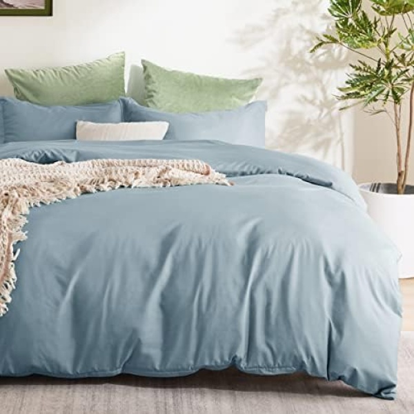 Bedsure Mineral Blue Duvet Cover King Size - Soft Brushed Microfiber Duvet Cover Set 3 Pieces with Zipper Closure, 1 Duvet Cover 104x90 inches and 2 Pillow Shams (No Comforter)