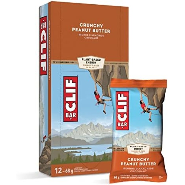 CLIF BAR - Energy Bars - Crunchy Peanut Butter - (68 Gram Protein Bars, 12 Count) Packaging May Vary