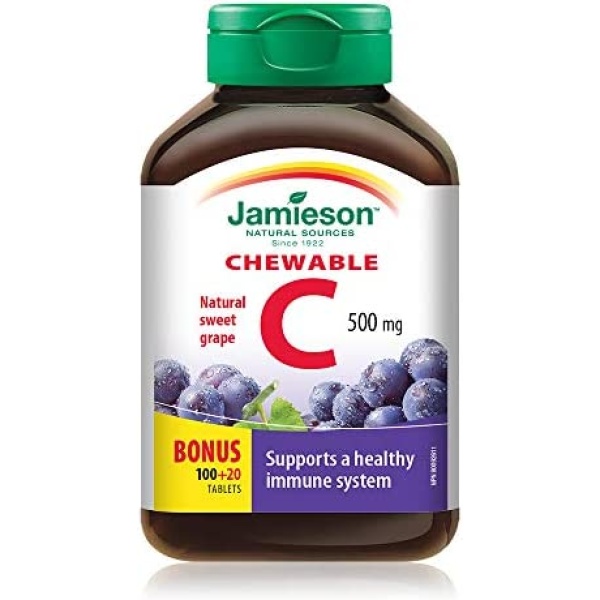 Chewable Vitamin C 500 mg - Grape Juice Flavour, 120 Count (Pack of 1)