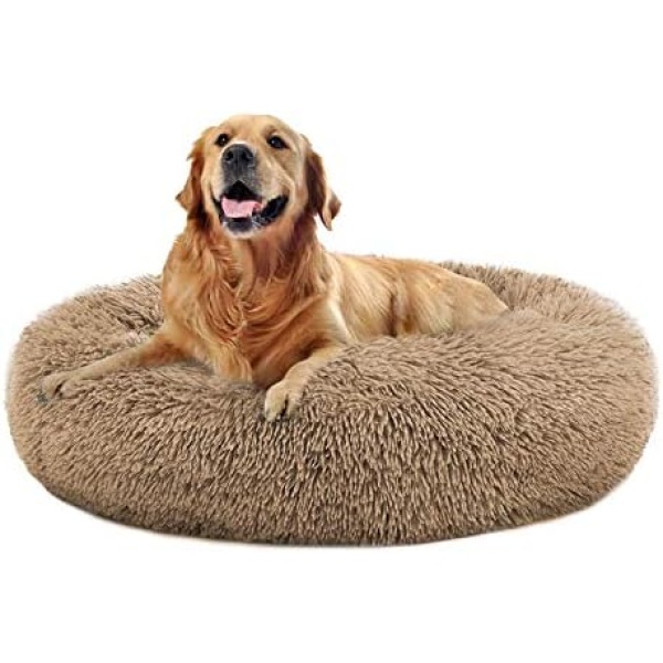 Comfortable Round Plush Dog Beds, Calming Dog Bed (L/XL/XXL/XXXL) for Small Medium and Large Dogs