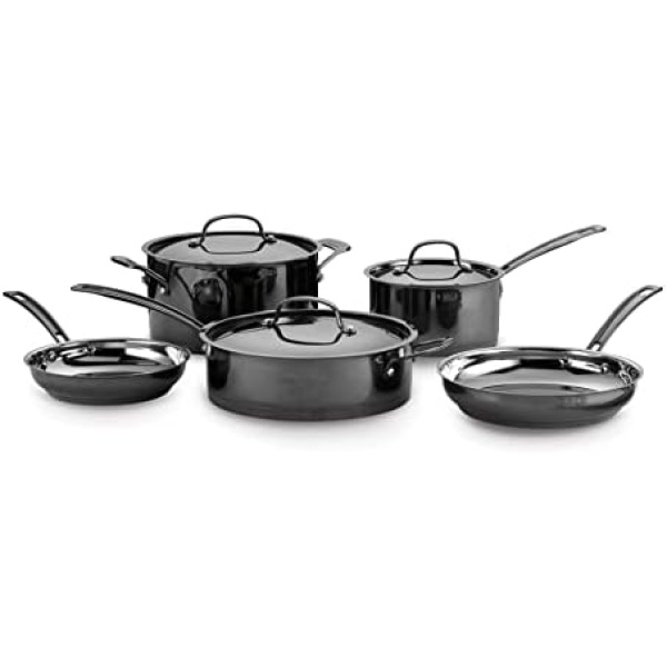 Cuisinart MSS-8C 8-Piece Mica Shine Stainless Cookware Set , Black