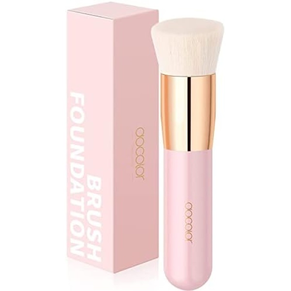 Docolor Flat Top Kabuki Foundation Brush, Synthetic Professional Makeup Brush Face Blush Liquid Powder Foundation Brush Liquid Blending Mineral Powder Makeup Tools, Pink