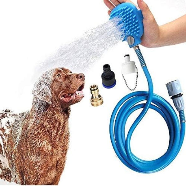 Dog Shower Brush Pet Bathing Tool Pet Shower Sprayer Scrubber in One Adjustable Bath Glove Clean Massage Remove Hair Dog Bathing Attachment Shower Attachment Indoor Use