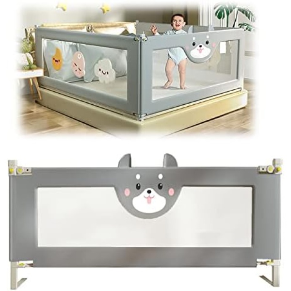 EAQ Baby Guard Bed Rails for Toddlers-Multi Gear Adjustable Height Seamless Press Bed Guardrail for Kids Great Fit for Twin, Double, Full-Size Queen & King Mattress,No Gap(71",1 Pack)