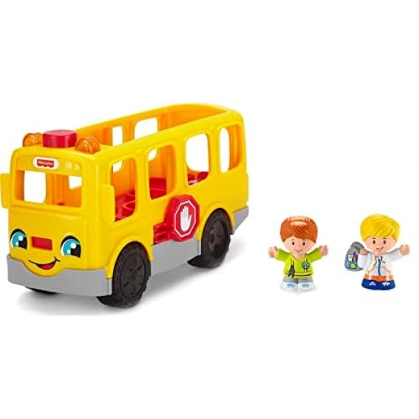 Fisher-Price Little People Musical Toddler Toy Sit With Me School Bus With Lights Sounds & 2 Figures For Ages 1+ Years