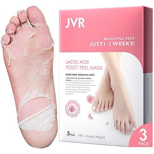 Foot Peel Mask - 3 Pairs - Exfoliating Peeling Callus Remover, Repairs Cracked Heels & Dead, Dry Skin, for Smoother and Softer Feet (Rose)