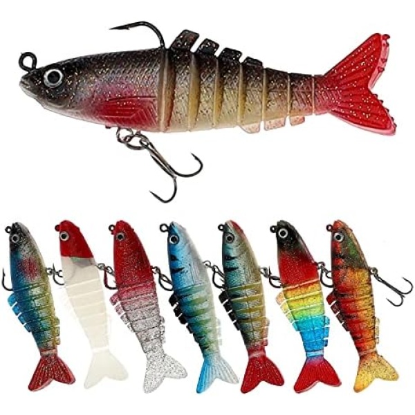 Funzhan Multi Jointed Fishing Lures for Bass Artificial Slow Sinking Bionic Swimbaits Crankbaits Glidebaits Swimming Segment Wobbler Hard Baits Saltwater Freshwater