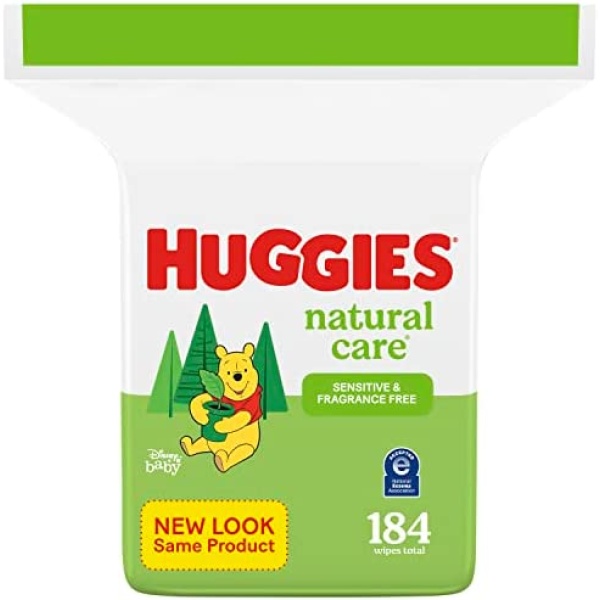 HUGGIES Natural Care Baby Wipes, Refill Pack (184 Sheets Total), Fragrance-free, Alcohol-free, Hypoallergenic