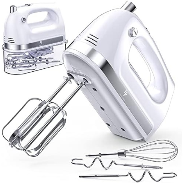 Hand Mixer Electric, 400w Ultra Power Kitchen Handheld Mixer with 2x5 Speed(Turbo Boost & Automatic Speed), Storage Case, 5 Stainless Steel Accessories for Easy Whipping, Baking, Cake