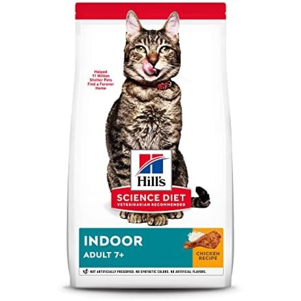 Hill's Science Diet Senior 7+ Indoor Dry Cat Food, Chicken Recipe, 15.5 lb Bag