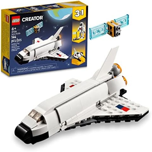 LEGO Creator 3 in 1 Space Shuttle Toy to Astronaut Figure to Spaceship 31134, Building Toys for Kids, Boys, Girls Ages 6 and up, Creative Gift Idea