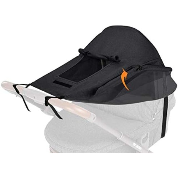 LXLUOO Baby Stroller Sun Cover,Baby Carriage Awning, Pram Sunshade, with Viewing Window for Strollers Pushchairs UV Protection Water Resistant Easy to Install (Black)