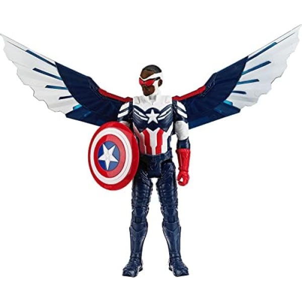 Marvel Studios Avengers Titan Hero Series Captain America Action Figure, 12-Inch Toy, Includes Wings, for Kids Ages 4 and Up