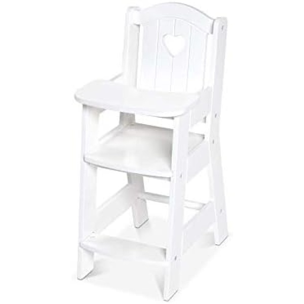 Melissa & Doug Mine to Love Wooden Play High Chair for Dolls, Stuffed Animals - White