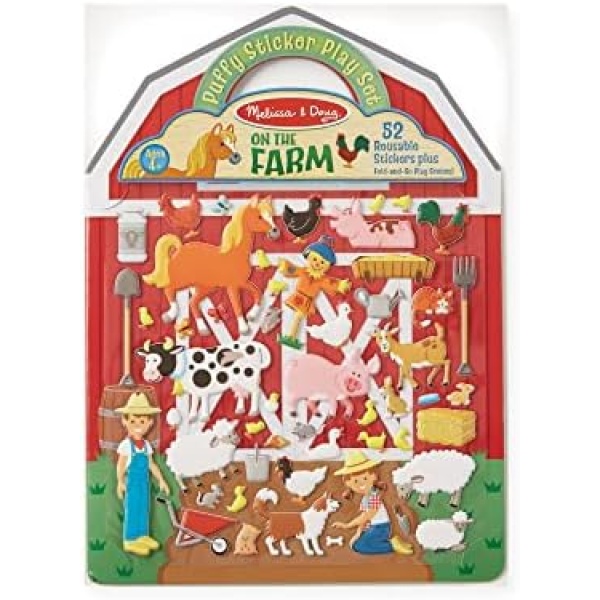 Melissa & Doug Puffy Sticker Play Set - On The Farm - 52 Reusable Stickers, 2 Fold-Out Scenes