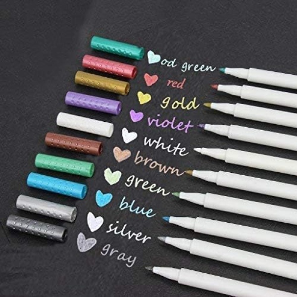 Metallic Marker Pens,Set of 10 Colors,Metallic Color Painting Pen for Birthday Greeting Gift Valentine's Day Cards Thank You Card DIY Scrapbook Photo