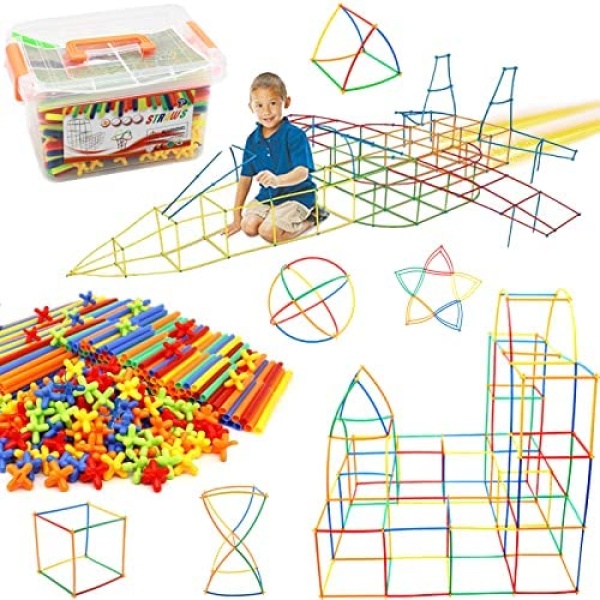 MiKoom 400 PCS Straws Connectors, STEM Toys Straw Constructor Building Toys for Kids, Educational Learning Straws Toys Birthday for Age 3 4 5 Boys Girls