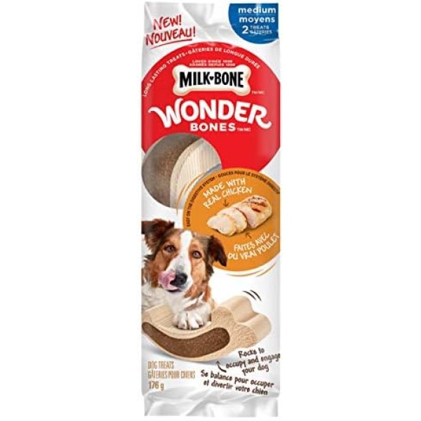 Milk-Bone Wonderbones Medium Sized Dog Treats, Made with Real Chicken, 2 Treats