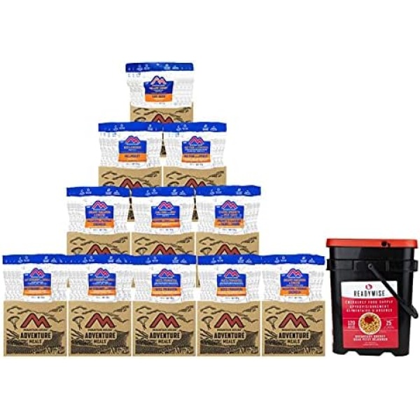 Mountain House 1 Month Food Supply, 2000 calories Per Day, With ReadyWise Breakfast Bucket, Freeze Dried, Long Term Food Storage, Perfect For Camping, Survival, and Emergencies