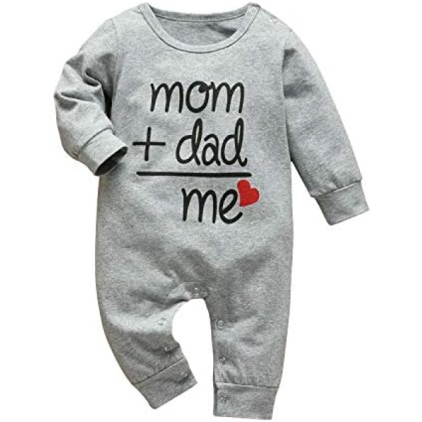 Newborn Infant Baby Boys Long Sleeve Rompers Jumpsuit Button Letter Print Solid Clothes Bodysuit