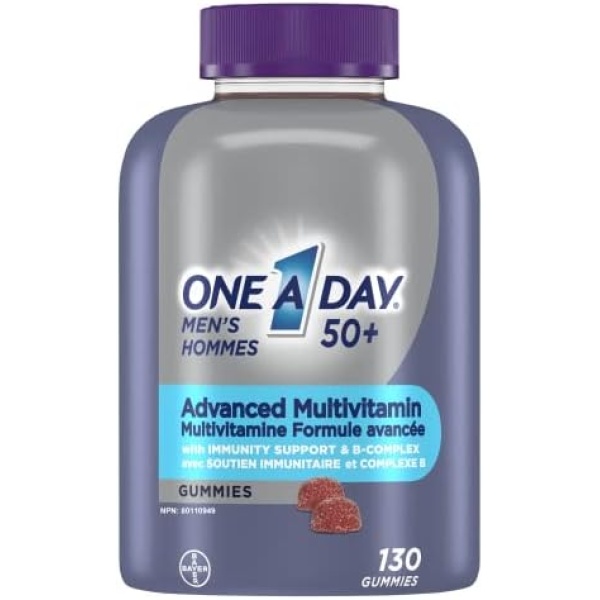 One A Day Men 50 Plus Multivitamin Gummies- Advanced Multivitamin Gummy with Brain Function & Immunity Support, Formulated with Vitamins & Minerals for Men 50+, 130 Gummies