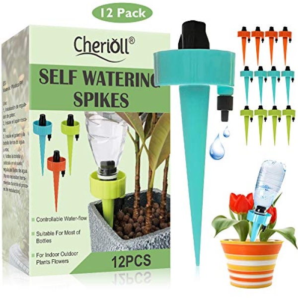 Plant Waterer, 12 Pcs Self Watering Spikes, Plant Self Watering Devices, Drip Irrigation Plant Waterer with Slow Release Control Valve Switch, Self Irrigation Watering Drip Devices Suitable for All Bottle