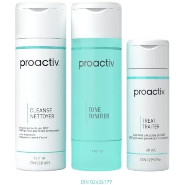 Proactiv Solution 3 Step Acne Treatment - Benzoyl Peroxide Face Wash, Exfoliating Toner, Repairing Acne Spot Treatment For Face And Body - 60 Day Complete Acne Skin Care Kit