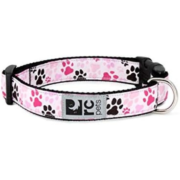 RC Pets 3/4 Inch Adjustable Dog Clip Collar, Small, Pitter Patter Pink