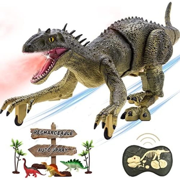 Remote Control Dinosaur T Rex Toys for Boys Electronic RC Spray Raptor Toy 2.4Ghz LED Lightup Walking Roaring Tyrannosaurus Rex Jurassic Dino Rechargeable Birthday Gift for Kids Girls 3 5 Years Old+ …