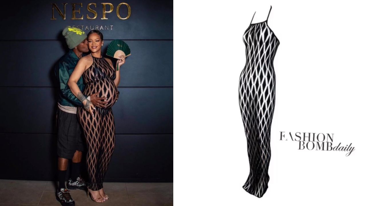 Rihanna Wore a Black Jean Paul Gaultier Mesh Dress While Dining with A$AP Rocky in Nice, France