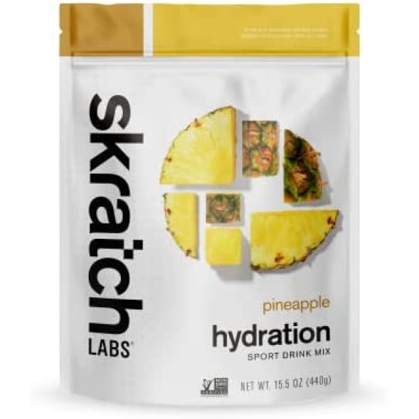 SKRATCH LABS Sport Hydration Drink Mix-Natural, Low Sugar, Electrolyte Powder Developed for Athletes and Sports Performance, Gluten Free, Vegan, Kosher (Pineapple, 20 serving resealable bag) 15.5 Ounce (Pack of 1)