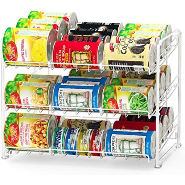 SimpleHouseware Stackable Can Rack Organizer Storage for Pantry, White