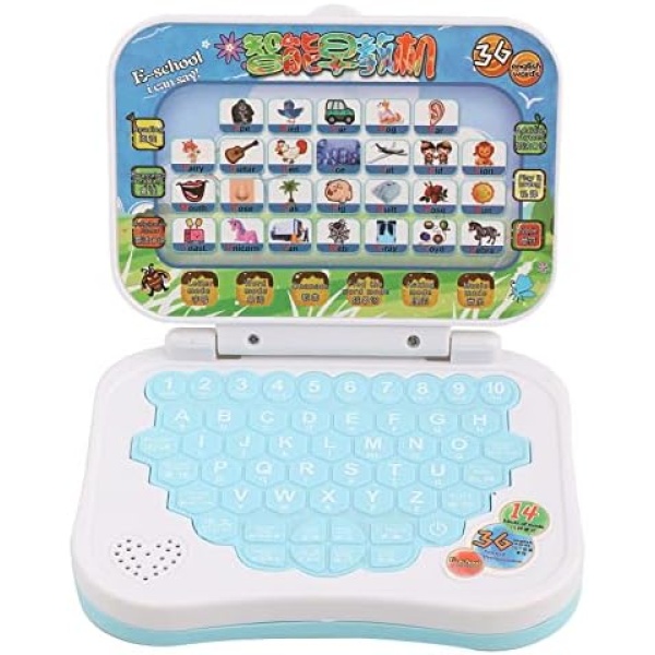 Smart Preschool Laptop, Children Bilingual Educational Learning Study Interactive Toy Kids Computer Game Practical Gift for Toddlers Boys Girls Learn Alphabet ABC Numbers Words Spelling Maths Music