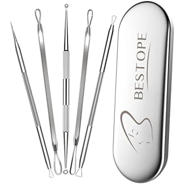 TAYTHI Blackhead Remover Tool, Pimple Popper Tool Kit, Blackhead Extractor tool for Face, Extractor Tool for Comedone Zit Acne Whitehead Blemish, Stainless Steel Extraction tools