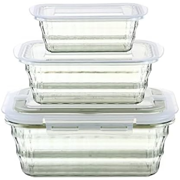 Taiuloo Set of 3 Food Storage Container, BPA Free Salad Bowls with Lids, Salad Lunch Container to Go with Handle, Plastic Meal Prep Storage Containers for Snacks, Fruits, Green