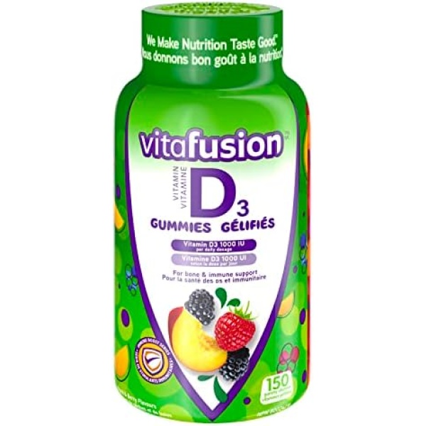 Vitafusion D3 Adult Vitamin Gummies, 1000 IU Vitamin D3 Daily Dose, Supports Bones & Teeth*,150 Count, 5 Month Supply, Packaging May Vary