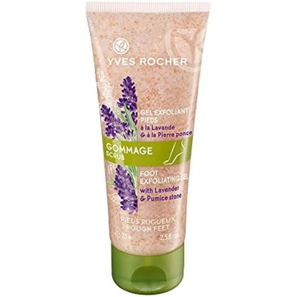 Yves Rocher - Exfoliating Foot Scrub for Women with Organic Lavender for Extremely Dry and Rough Skin - Exfoliate And Moisturize Dry Cracked Rough Feet - Dermatologically tested - 75 ml tube
