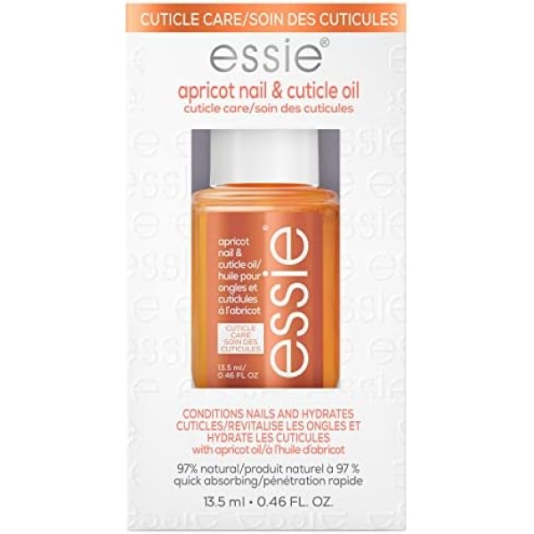 essie apricot vegan nail & cuticle oil, cuticle care, with apricot kernel and jojoba oil, 13.5 ml