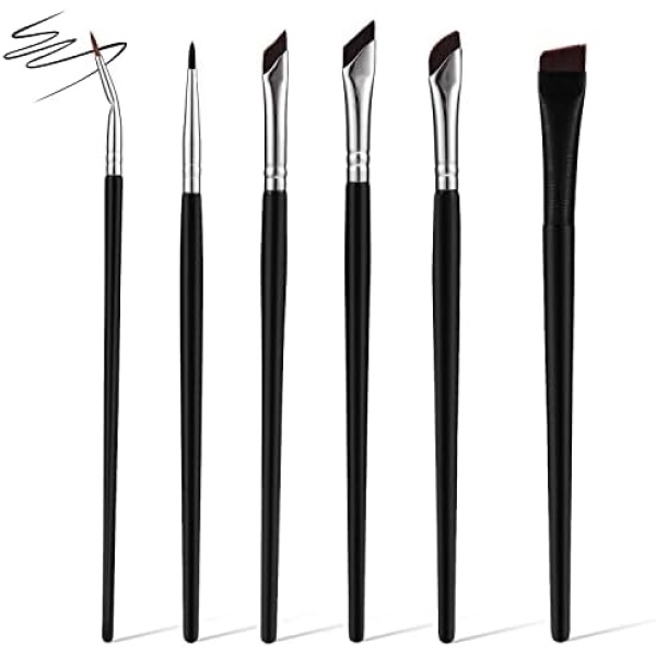 6pcs Angled Eyeliner Brush, Precision Eyeliner Eyebrows Eyeshadows Makeup Brush Set Fine Angled Eyeliner Brush Set Ultra Flat Thin Brush for Beauty Cosmetic Tool makeup