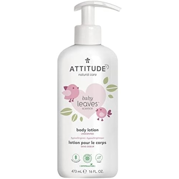 ATTITUDE Body Lotion for Baby, EWG Verified, Hypoallergenic, Plant- and Mineral-Based Ingredients, Vegan and Cruelty-free, Unscented, 473 ml