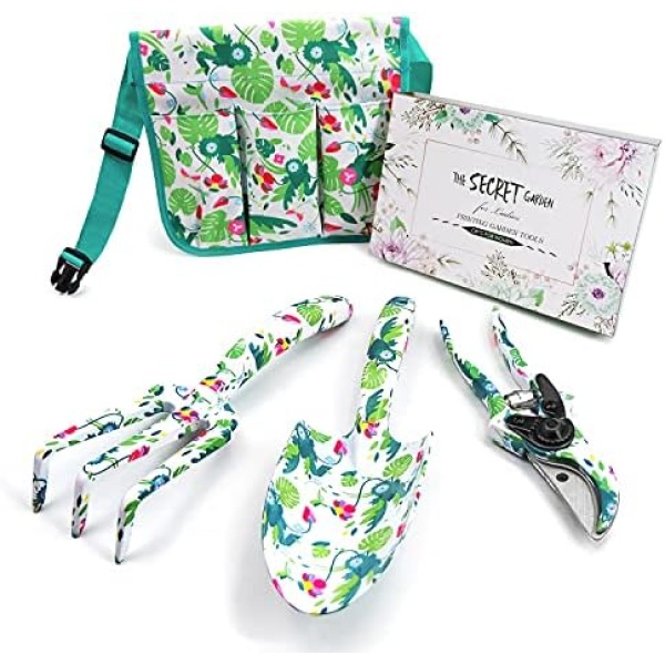 Altdorff Gardening Gifts for Women,3 PCS Floral Print Gardening Tools Include Hand Rake,Pruner and Trowel, Exquisite Packaging Garden Gifts for Mom and Ladies